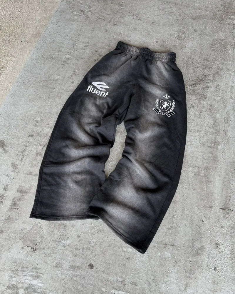 Men's Winter Street Vintage Alphabet Embroidery Hoodie Y2K Goth Harajuku Casual Loose Tracksuit Zipper Closure Cotton Set